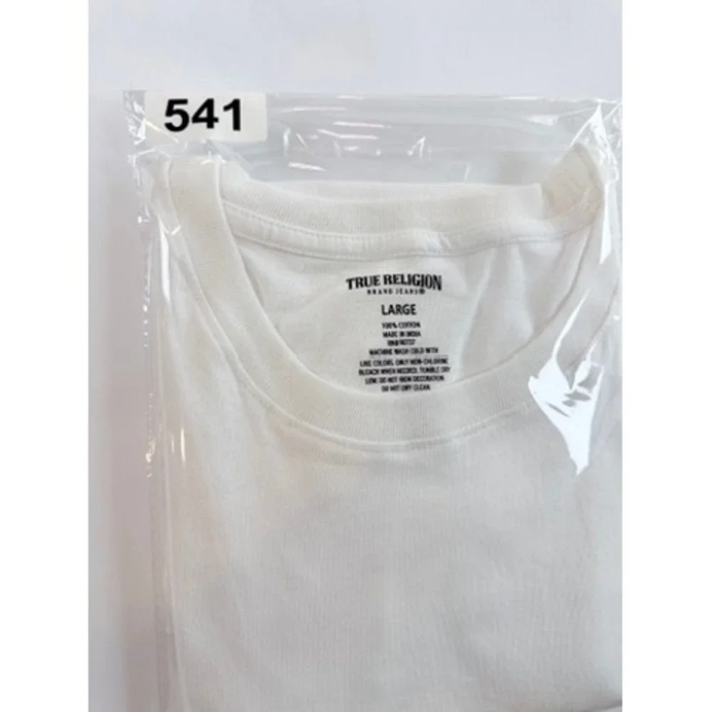 True Religion T-Shirt Mens Large White Horseshoe‎ Logo Short Sleeve